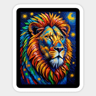 Lion in starry night Sticker